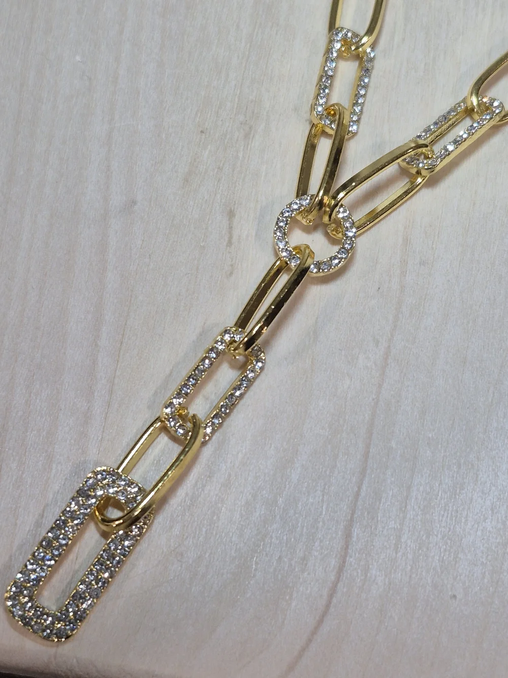 💛💛NEW💛💛 BEAUTIFUL!! CZ PaperClip Necklace In GOLD
